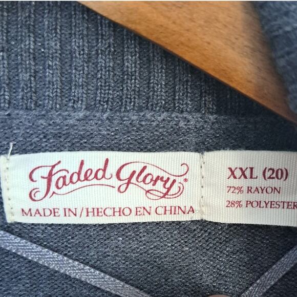 Faded Glory Charcoal Gray Heather Open Front Cardigan Sweater Women's XXL 20 - Picture 4 of 6